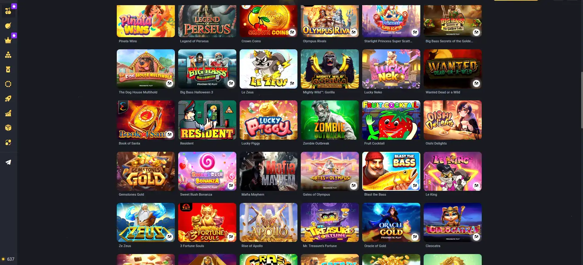 Интерфейс игрового зала Йорлут казино на компьютере